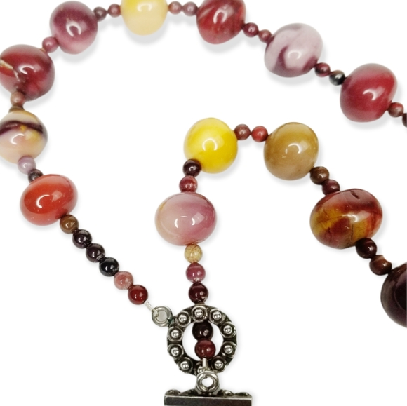 Natural Agate Stone Bead Choker Necklace - Picture 10 of 11